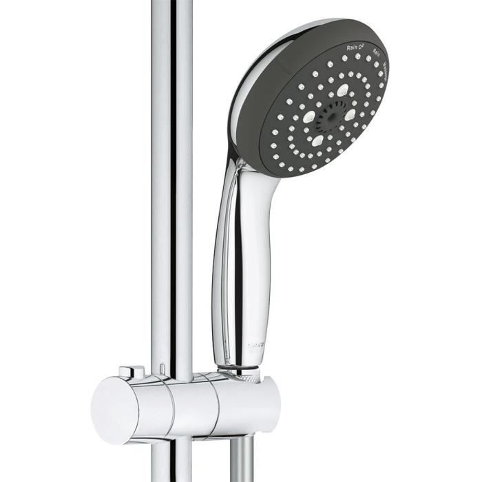 Ensemble de douche 3 jets avec barre - GROHE - Vitalio Start 100 - Chromé - Economie d'eau - 1,75 m