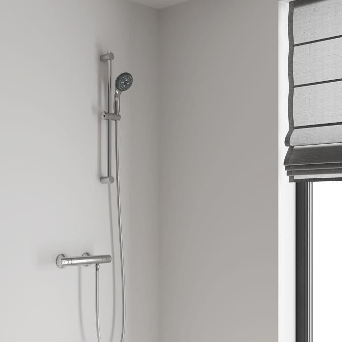 Ensemble de douche 3 jets avec barre - GROHE - Vitalio Start 100 - Chromé - Economie d'eau - 1,75 m