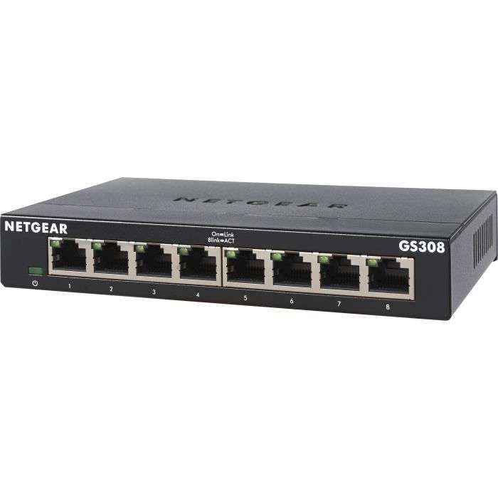 NETGEAR GS308-300PES Switch Ethernet Métal 8 ports Gigabit (10/100/1000)