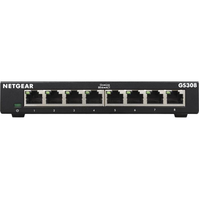 NETGEAR GS308-300PES Switch Ethernet Métal 8 ports Gigabit (10/100/1000)