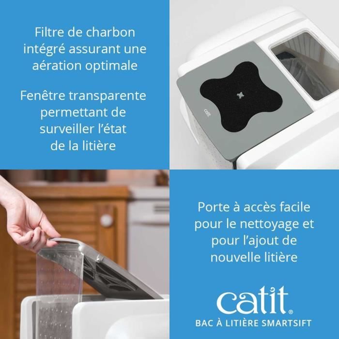 CATIT Maison de toilette - Bac a litiere pour chat - Smartsift - Systeme de ramassage - L. 66 x l. 48 x H. 63 cm