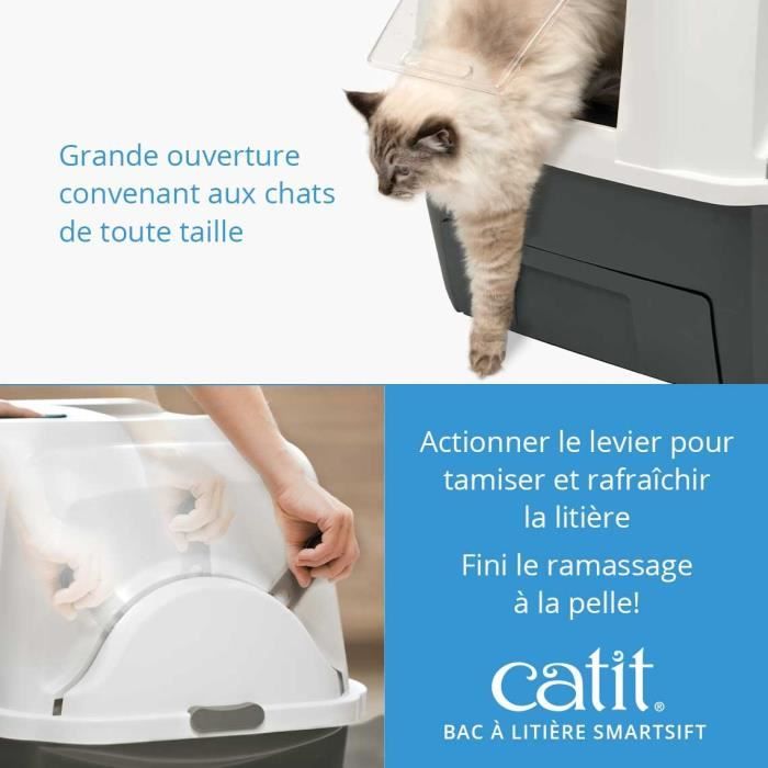 CATIT Maison de toilette - Bac a litiere pour chat - Smartsift - Systeme de ramassage - L. 66 x l. 48 x H. 63 cm