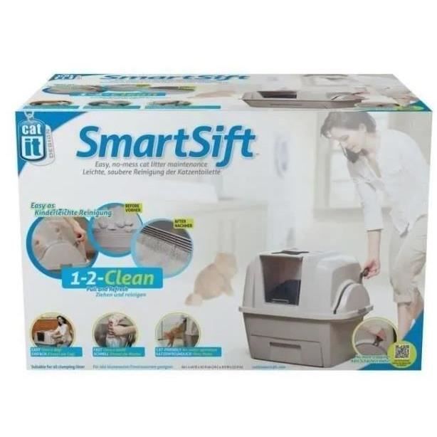 CATIT Maison de toilette - Bac a litiere pour chat - Smartsift - Systeme de ramassage - L. 66 x l. 48 x H. 63 cm