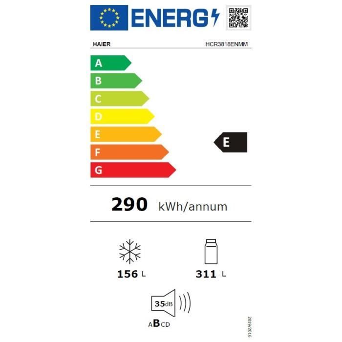 Réfrigérateur multi-portes - HAIER - HCR3818ENMM - Classe E - 467 L - 35 dB - 181,5 x 83,3 x 65 cm - Silver