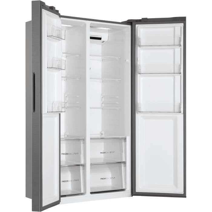 Réfrigérateur américain - HAIER - SBS 90 Series 3 HSR3918FNPG - Classe F - 528 L - 177,5 x 90,8 x 64,7 cm - Gentleman Silver