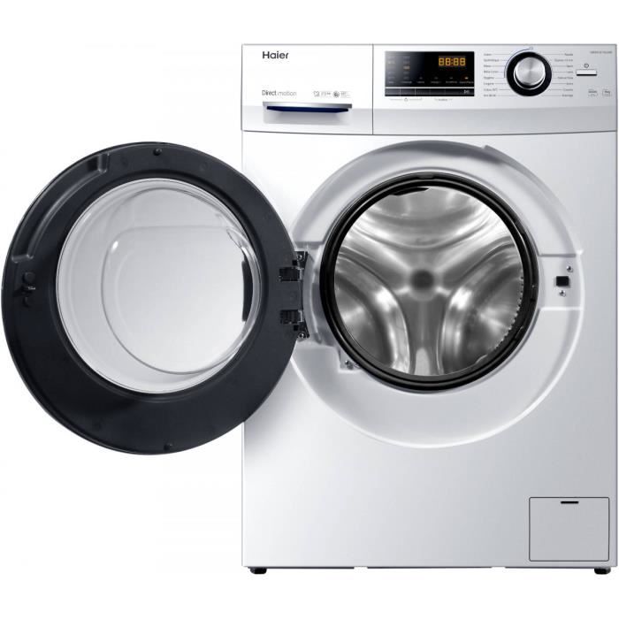 Lave-linge hublot HAIER HW90-B14636N-FR - 9 kg - Direct drive - 1400 trs/min - Classe A  - 16 programmes - Blanc