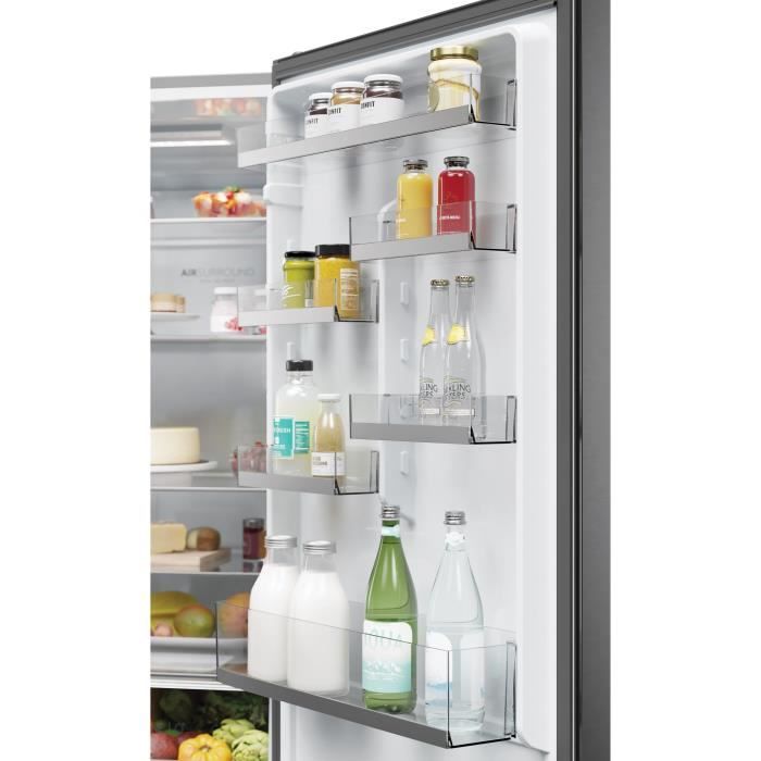 Réfrigérateur Combiné - HAIER HDW1620DNPK - Classe D - 377 L - 200 x 59,5 x 65,9 cm - Effet Inox