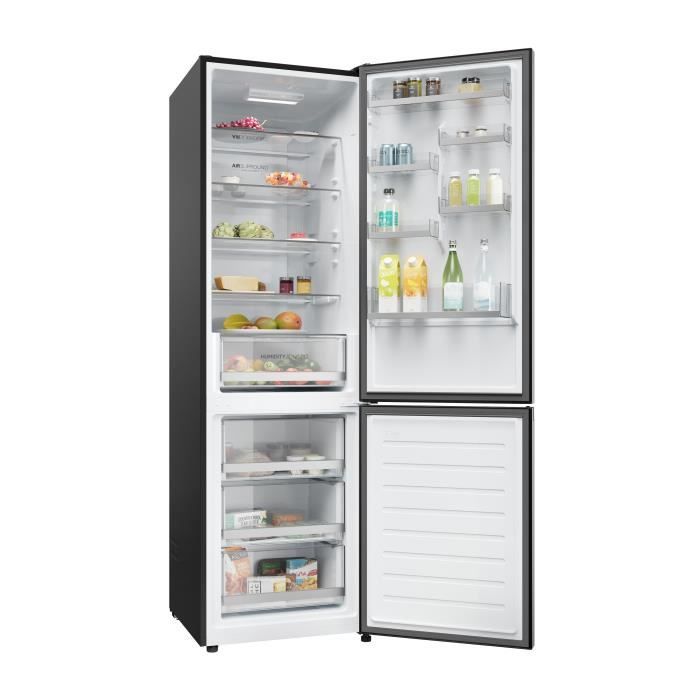 RÉFRIGÉRATEUR COMBINÉ-  HAIER - HDW1620DNPD - Classe D - 377 L - Inox foncé