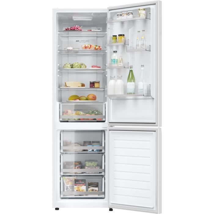 Réfrigérateur Combiné - HAIER - HDW1620DNPW - Classe D - 377 L - 200 x 59,5 x 65,8 cm - Blanc