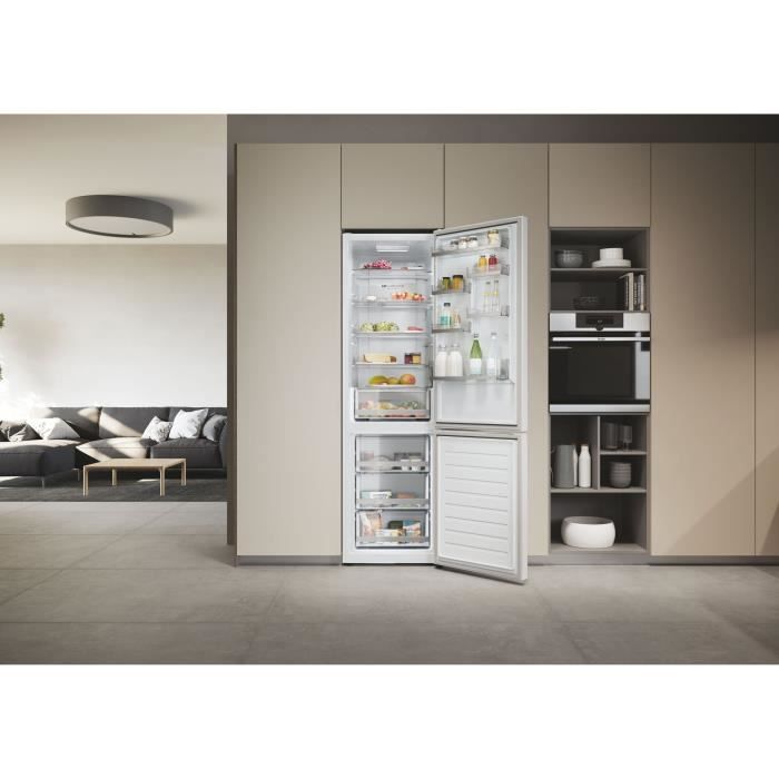 Réfrigérateur Combiné - HAIER - HDW1620DNPW - Classe D - 377 L - 200 x 59,5 x 65,8 cm - Blanc