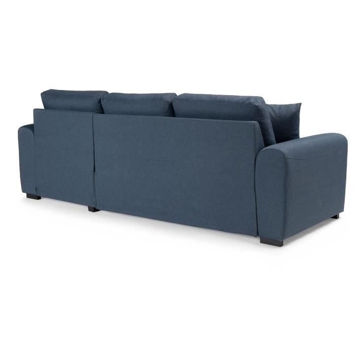 Canapé d'angle convertible réversible - 4 places - Tissu Bleu - HAMILTON - L 244 x P 151 x H 90 - Fabriqué en Ukraine