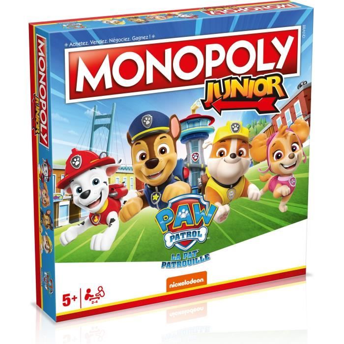 Monopoly Junior La Pat'Patrouille - Jeu de société - WINNING MOVES - Monopoly junior avec les personnages de la Pat'Patrouille.