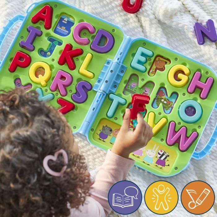 Peppa Pig Mallette Alphabet de Peppa, jouet abécédaire pour enfants d'âge préscolaire, a partir de 3 ans