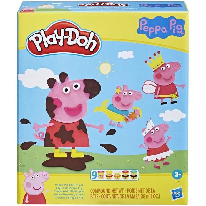 PLAY-DOH - Styles de Peppa Pig avec 9 Pots de pâte a modeler atoxique - 11 accessoires - jouet pour enfants - des 3 ans - Les héros