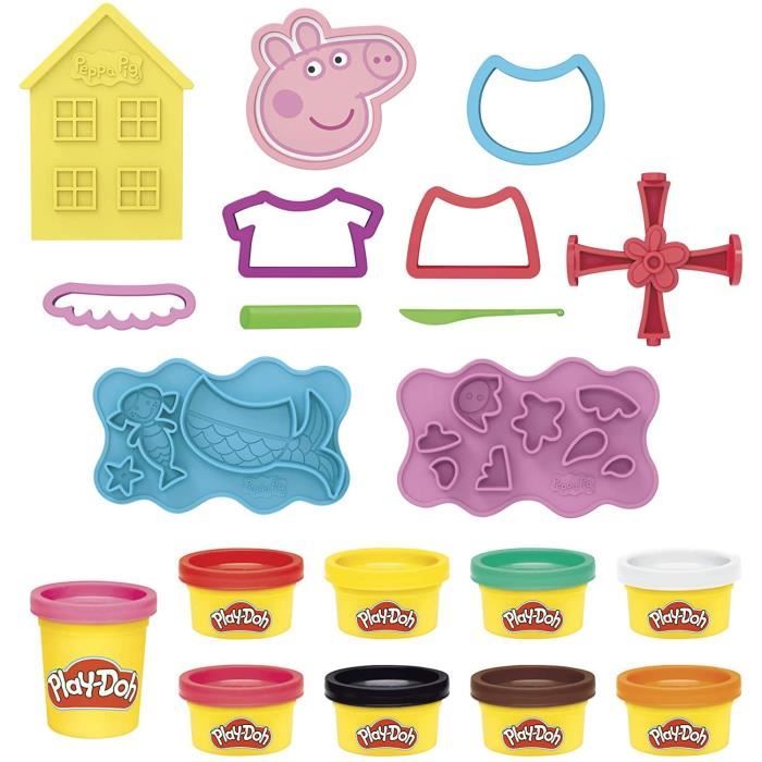 PLAY-DOH - Styles de Peppa Pig avec 9 Pots de pâte a modeler atoxique - 11 accessoires - jouet pour enfants - des 3 ans - Les héros