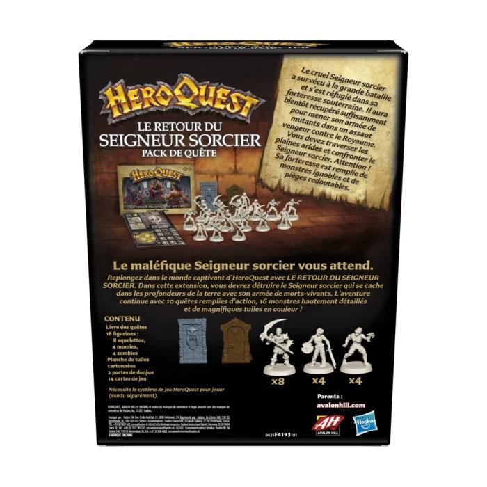 HeroQuest, extension Le retour du Seigneur sorcier, a partir de 14 ans, systeme de jeu HeroQuest requis - Avalon Hill