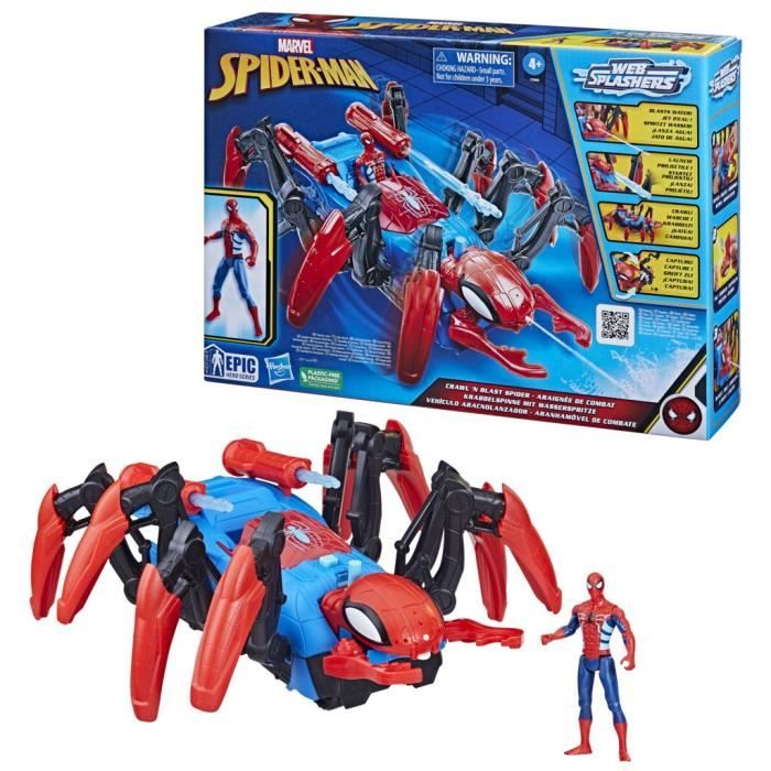 Figurine Spider-Man Véhicule Araignée de combat - Lance de l'eau et des projectiles - Des 4 ans - HASBRO, Marvel