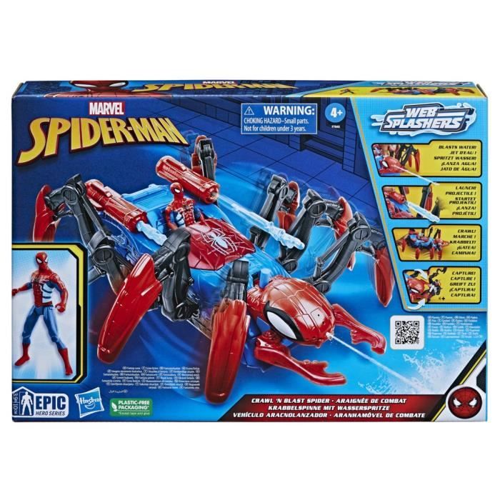 Figurine Spider-Man Véhicule Araignée de combat - Lance de l'eau et des projectiles - Des 4 ans - HASBRO, Marvel