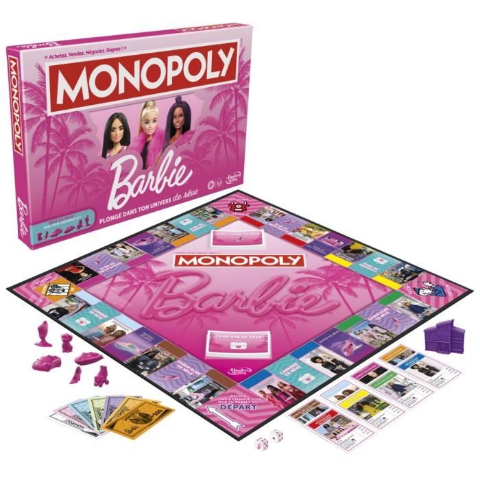 Monopoly : édition Barbie, jeu de plateau pour 2 a 6 joueurs, jeux pour la famille, a partir de 8 ans