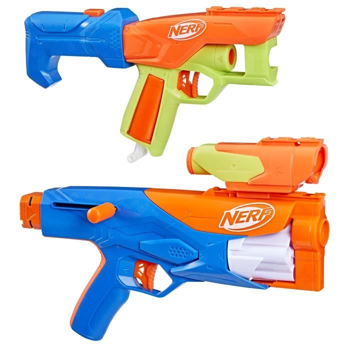 NERF Pack 3 blasters N Series Gear Up, pistolet a fléchettes, 18 fléchettes Nerf N1 compatibles uniquement avec les blasters Nerf N