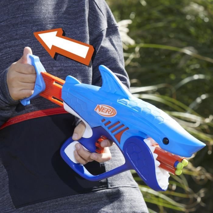 Nerf Junior Wild blaster Sharkfire, facile a utiliser, 8 fléchettes Nerf Elite, a partir de 6 ans