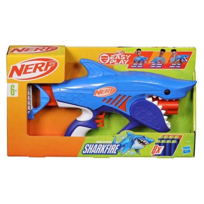 Nerf Junior Wild blaster Sharkfire, facile a utiliser, 8 fléchettes Nerf Elite, a partir de 6 ans