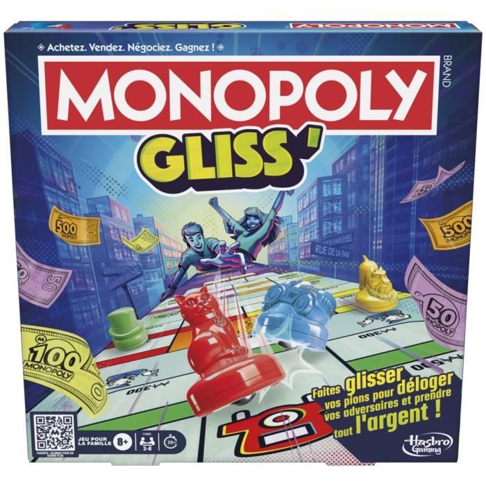 Monopoly Gliss', Jeu de Groupe Familial pour Enfants, Ados et Adultes, a partir de 8 Ans, 2 a 8 Joueurs, 20 Minutes en Moyenne, Jeu