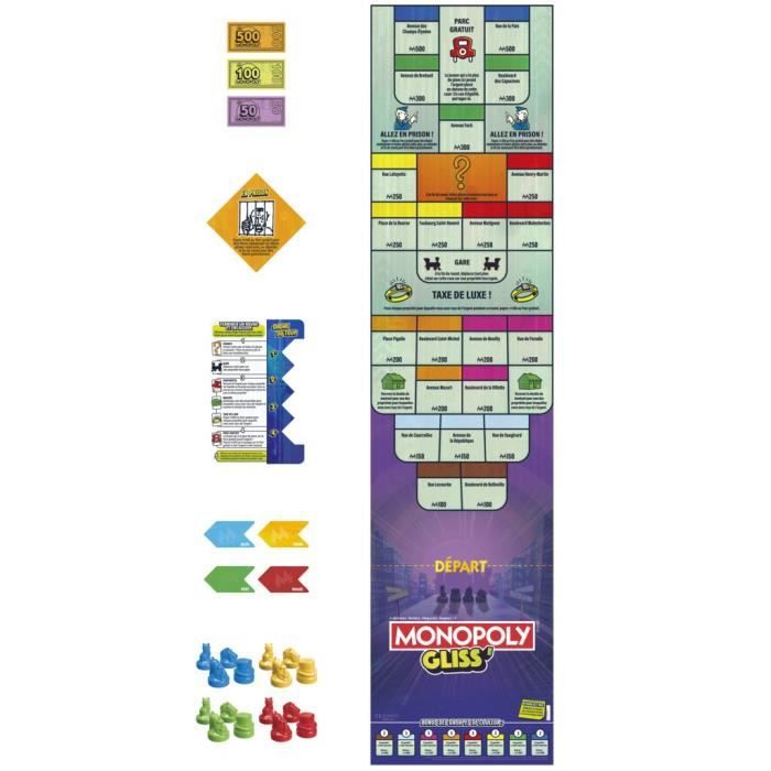 Monopoly Gliss', Jeu de Groupe Familial pour Enfants, Ados et Adultes, a partir de 8 Ans, 2 a 8 Joueurs, 20 Minutes en Moyenne, Jeu