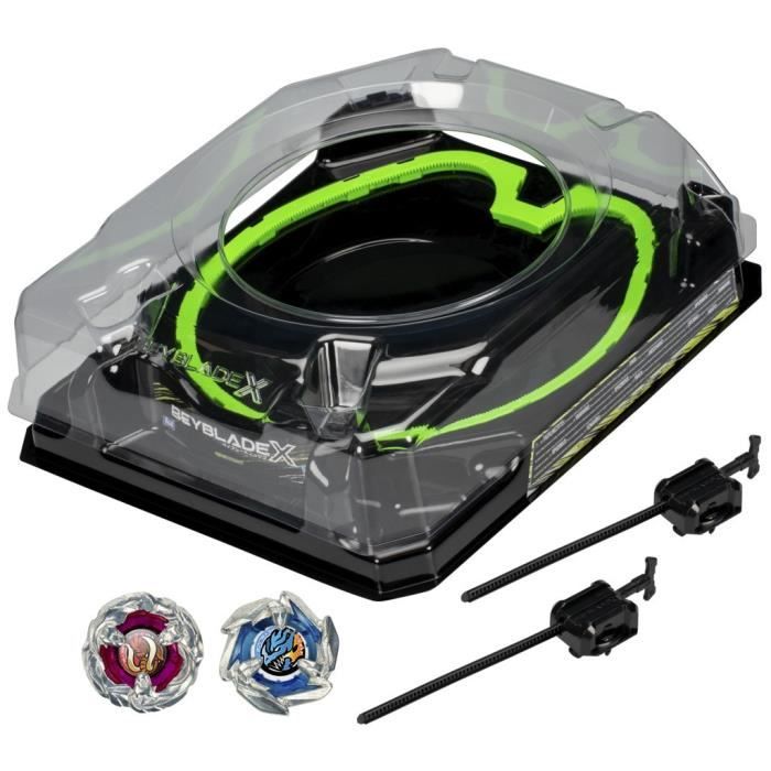 Beyblade X Set de combat Xtreme avec arene Beystadium, 2 toupies a rotation droite, 2 lanceurs, des 8 ans