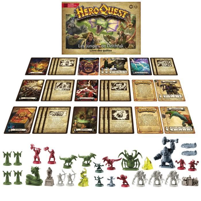 HeroQuest, pack de quete Les jungles de Delthrak, jeux de rôle pour 2 a 5 joueurs, des 14 ans, systeme de jeu HeroQuest requis