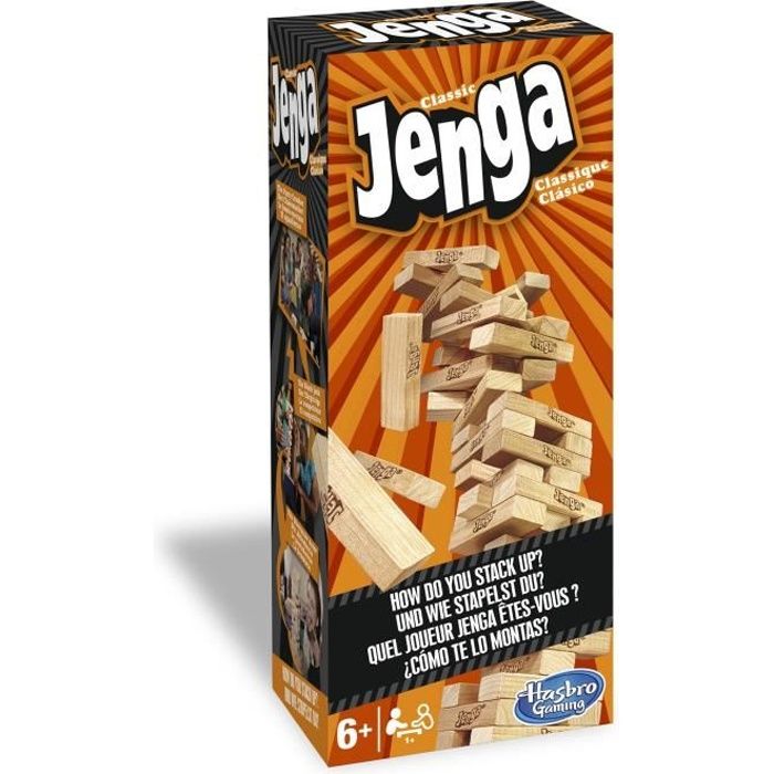 Jenga - Jeu de société classique - Blocs en bois massif - Pour enfants a partir de 6 ans