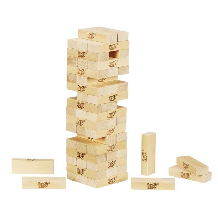 Jenga - Jeu de société classique - Blocs en bois massif - Pour enfants a partir de 6 ans