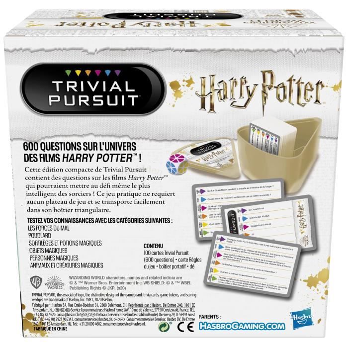 Trivial Pursuit Harry Potter, Jeu de société de questions-réponses compact, 600 questions, Hasbro Gaming, Wizarding World, Des 8 ans