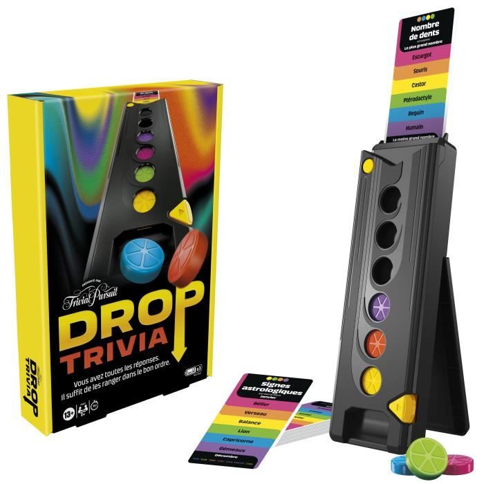 Drop Trivia, jeu de groupe électronique avec voix et sons, Des 13 ans, 2 joueurs ou +, 15 min, inspiré de Trivial Pursuit, Hasbro Ga