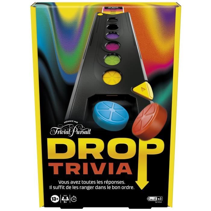 Drop Trivia, jeu de groupe électronique avec voix et sons, Des 13 ans, 2 joueurs ou +, 15 min, inspiré de Trivial Pursuit, Hasbro Ga