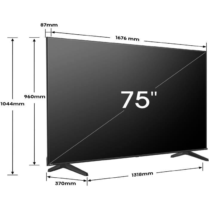 TV LED HISENSE 75A6N - 75 (189 cm) - 4K UHD - Dolby Vision - Smart TV - Bords ultra fins - 3xHDMI