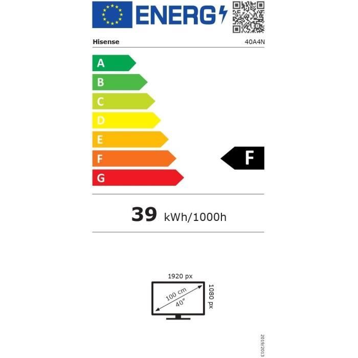 TV LED - HISENSE - 40A4N - 40 (100 cm) - Bords ultra fins - Full HD (1920x1080) - Smart TV - 2xHDMI