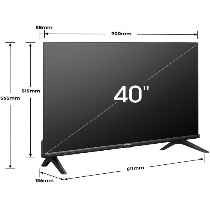 TV LED - HISENSE - 40A4N - 40 (100 cm) - Bords ultra fins - Full HD (1920x1080) - Smart TV - 2xHDMI