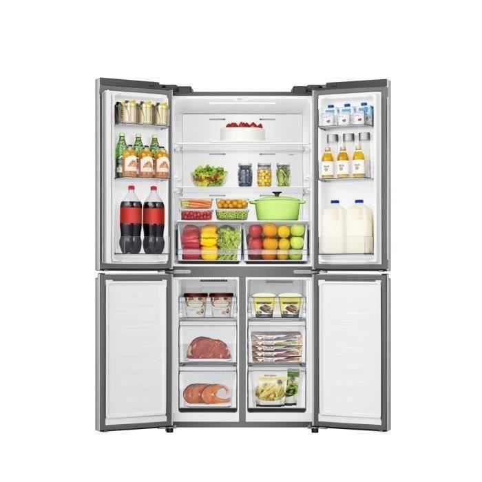 Réfrigérateur américain HISENSE - RQ5P470SEIE - 4 portes - Classe énergétique E - 84,2 x 74,4 x 188,5 cm - Inox