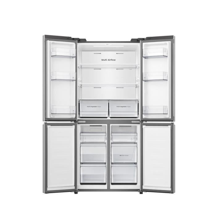 Réfrigérateur américain HISENSE - RQ5P470SEIE - 4 portes - Classe énergétique E - 84,2 x 74,4 x 188,5 cm - Inox