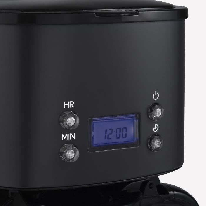 Cafetiere programmable - HKoeNIG - MG32 - 1,5 L (12 tasses) - 1000 W - Ecran LCD - Maintien au chaud - Noir et acier inoxydable