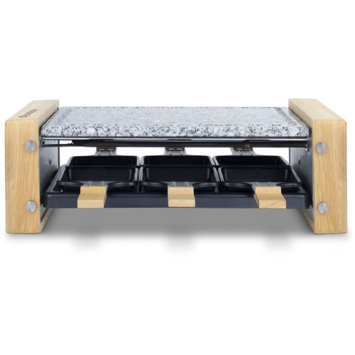 Raclette et pierre a cuire 6 personnes design bois, H.Koenig