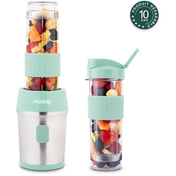 Mini blender - SMOO18 - 300 W - 570 mL - Vert pastel - 2 gourdes incluses