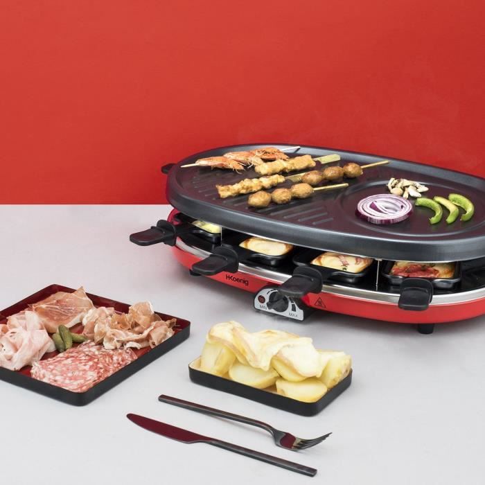 Appareil a Raclette 4 en 1 - 8 personnes - H.Koenig - RP418 - 1500 W