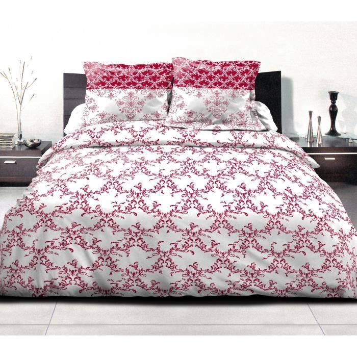 Parure de couette HOME LINGE PASSION FRISE - Bordeaux - 100% Coton 57 Fils