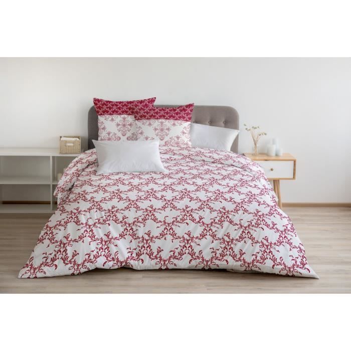 Parure de couette HOME LINGE PASSION FRISE - Bordeaux - 100% Coton 57 Fils