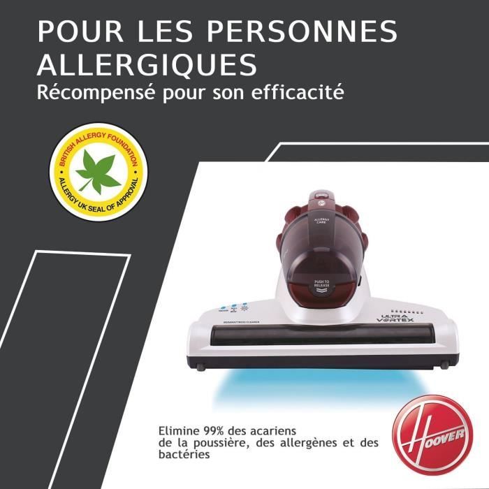 Aspirateur Matelas et Textiles Ultra Vortex - HOOVER MBC500UV - 500 W - 0,3 L - Animaux Allergies - Lampe UV-C antibactérien