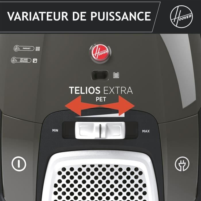 Aspirateur Traineau Sac - HOOVER Telios Extra TXL20PET - 700 W - 3,5 L - 69 dBA  - Spécial Animaux