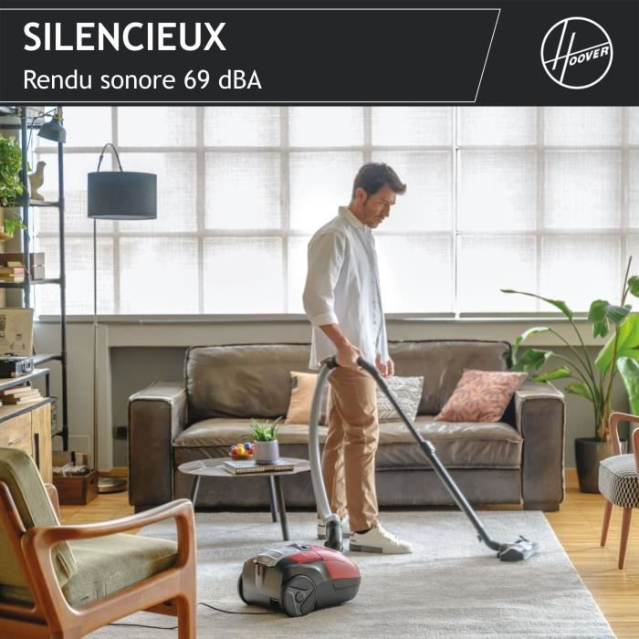 Aspirateur Traineau avec Sac - HOOVER HE510HM - 700 W - 4 L - 65 dBA - Spécial parquet