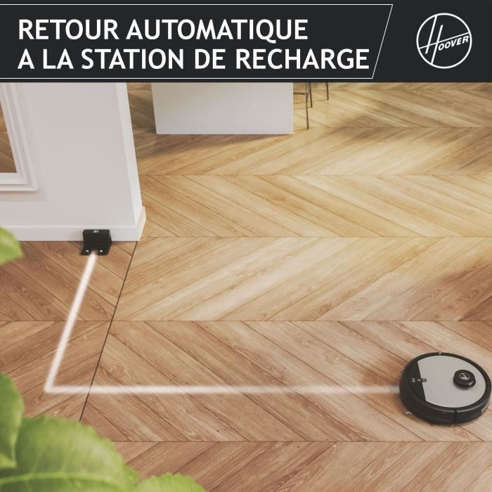 Hoover HG510D Aspirateur Robot Dry - WIFI - Navigation Laser - Brosse XL - Autonomie 90min - Puissant - Ultra silencieux 68 dBA